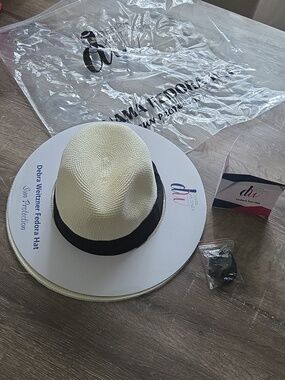 NEW! Debra Weitzner Panama Fedora Hat - Sun Hat UPF 50 Ivory Cream Off White